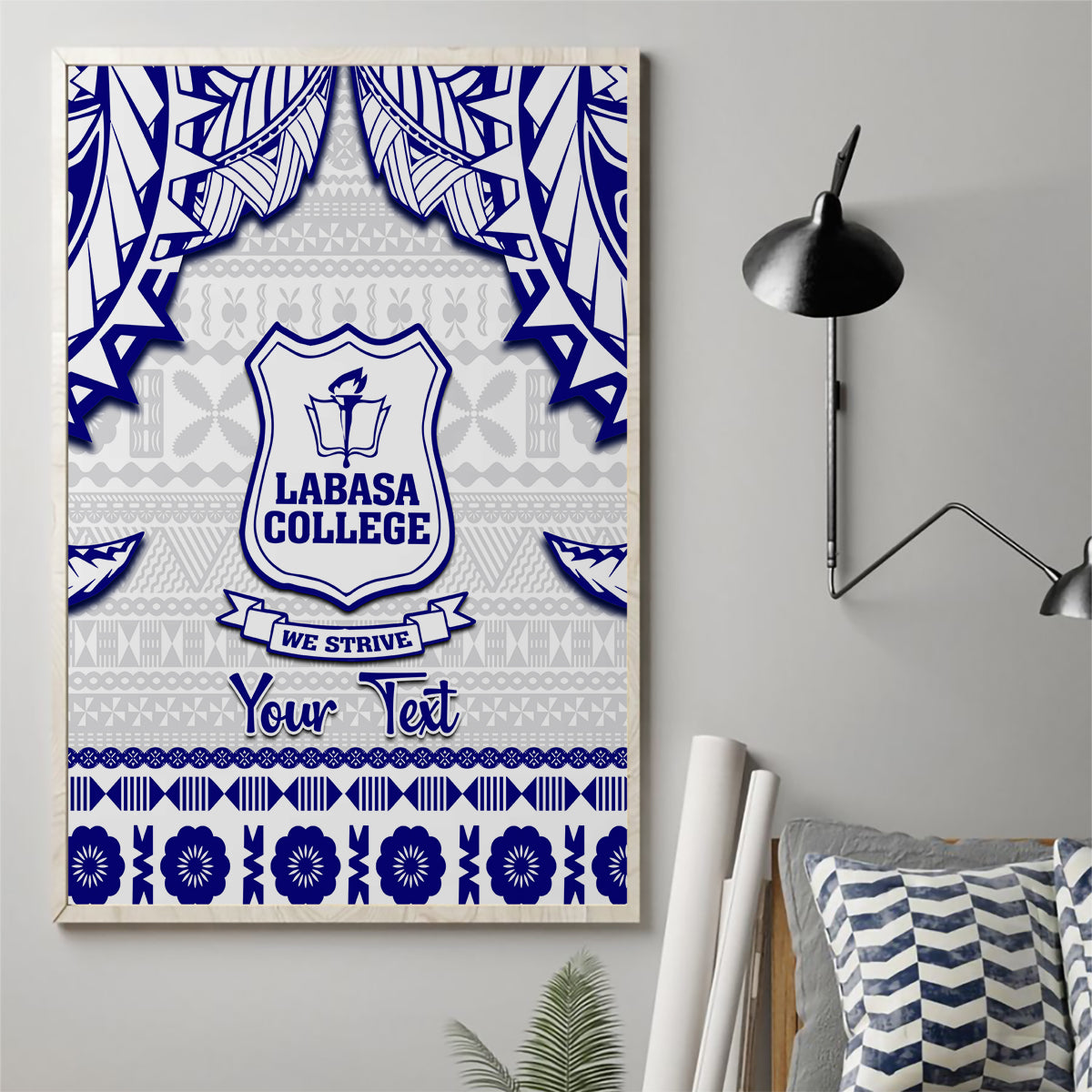 Personalised Fiji Labasa College Canvas Wall Art Fijian Tapa Pattern - Wonder Print Shop