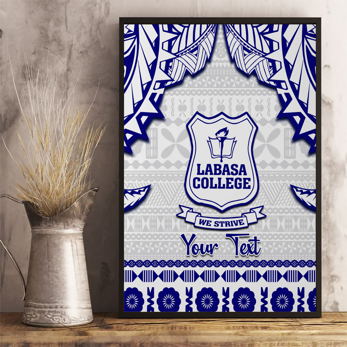 Personalised Fiji Labasa College Canvas Wall Art Fijian Tapa Pattern - Wonder Print Shop