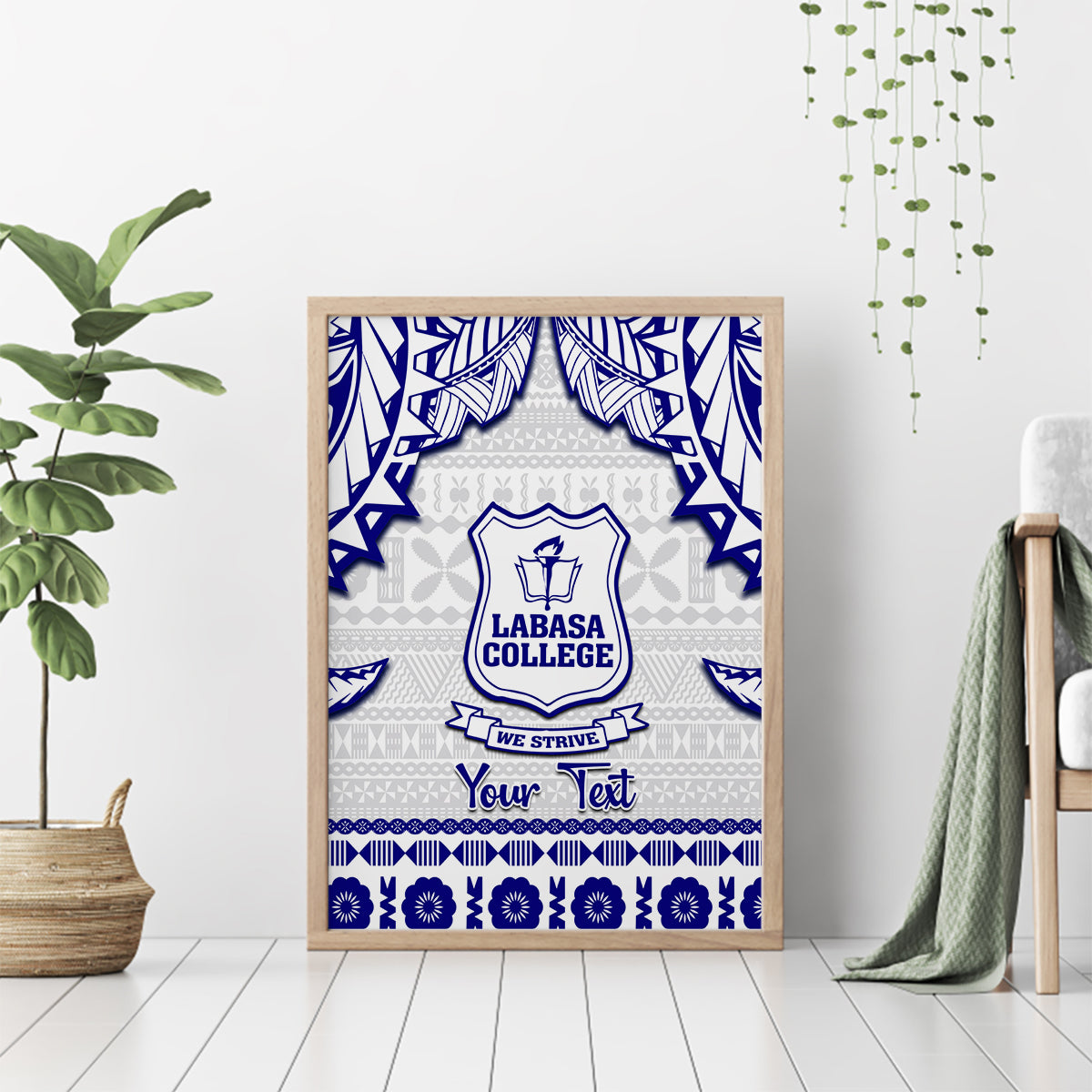 Personalised Fiji Labasa College Canvas Wall Art Fijian Tapa Pattern - Wonder Print Shop