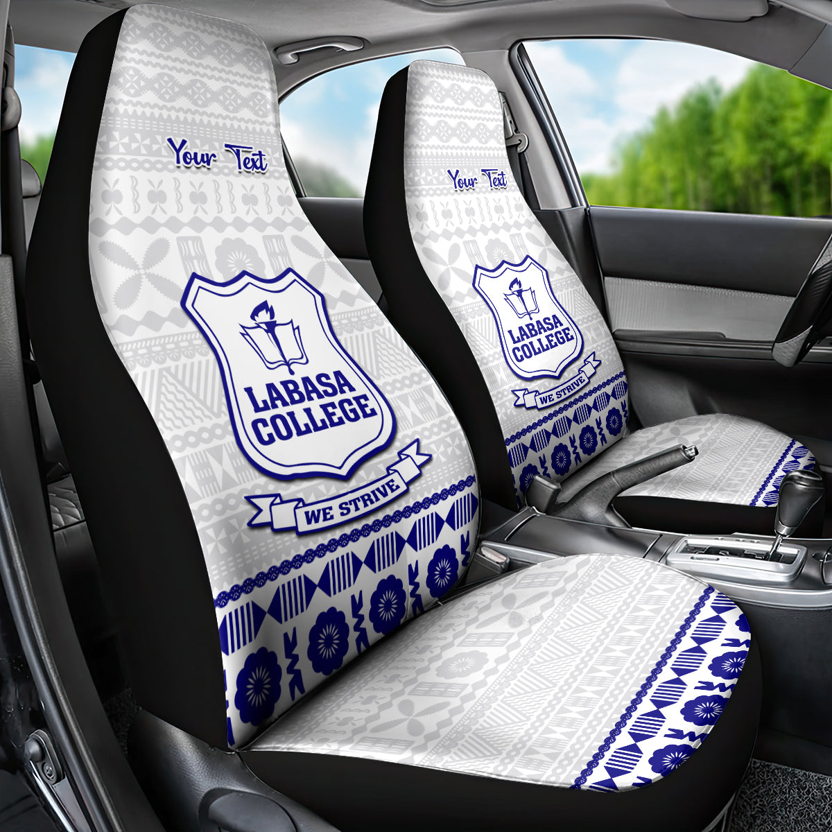 Personalised Fiji Labasa College Car Seat Cover Fijian Tapa Pattern - Wonder Print Shop