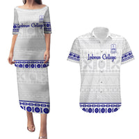 Personalised Fiji Labasa College Couples Matching Puletasi Dress and Hawaiian Shirt Fijian Tapa Pattern - Wonder Print Shop