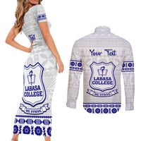 Personalised Fiji Labasa College Couples Matching Short Sleeve Bodycon Dress and Long Sleeve Button Shirt Fijian Tapa Pattern - Wonder Print Shop