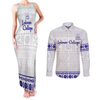 Personalised Fiji Labasa College Couples Matching Tank Maxi Dress and Long Sleeve Button Shirt Fijian Tapa Pattern - Wonder Print Shop