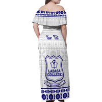 Personalised Fiji Labasa College Family Matching Off Shoulder Maxi Dress and Hawaiian Shirt Fijian Tapa Pattern - Wonder Print Shop