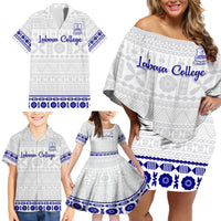 Personalised Fiji Labasa College Family Matching Off Shoulder Short Dress and Hawaiian Shirt Fijian Tapa Pattern - Wonder Print Shop
