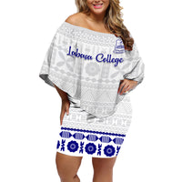 Personalised Fiji Labasa College Family Matching Off Shoulder Short Dress and Hawaiian Shirt Fijian Tapa Pattern - Wonder Print Shop