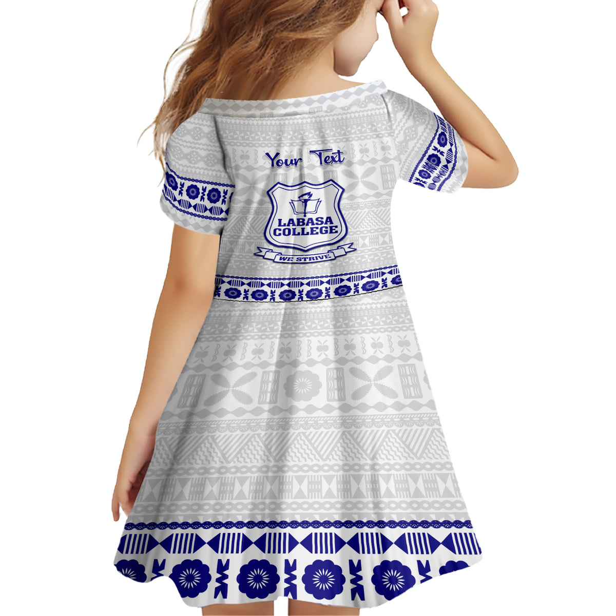 Personalised Fiji Labasa College Family Matching Short Sleeve Bodycon Dress and Hawaiian Shirt Fijian Tapa Pattern - Wonder Print Shop