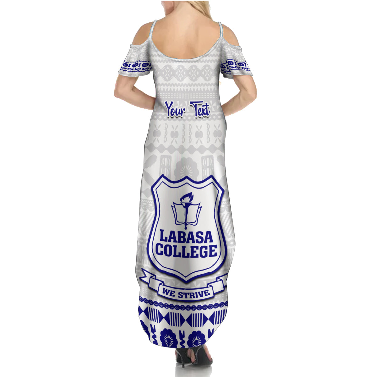 Personalised Fiji Labasa College Family Matching Summer Maxi Dress and Hawaiian Shirt Fijian Tapa Pattern - Wonder Print Shop