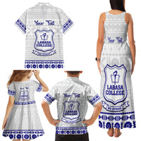 Personalised Fiji Labasa College Family Matching Tank Maxi Dress and Hawaiian Shirt Fijian Tapa Pattern - Wonder Print Shop