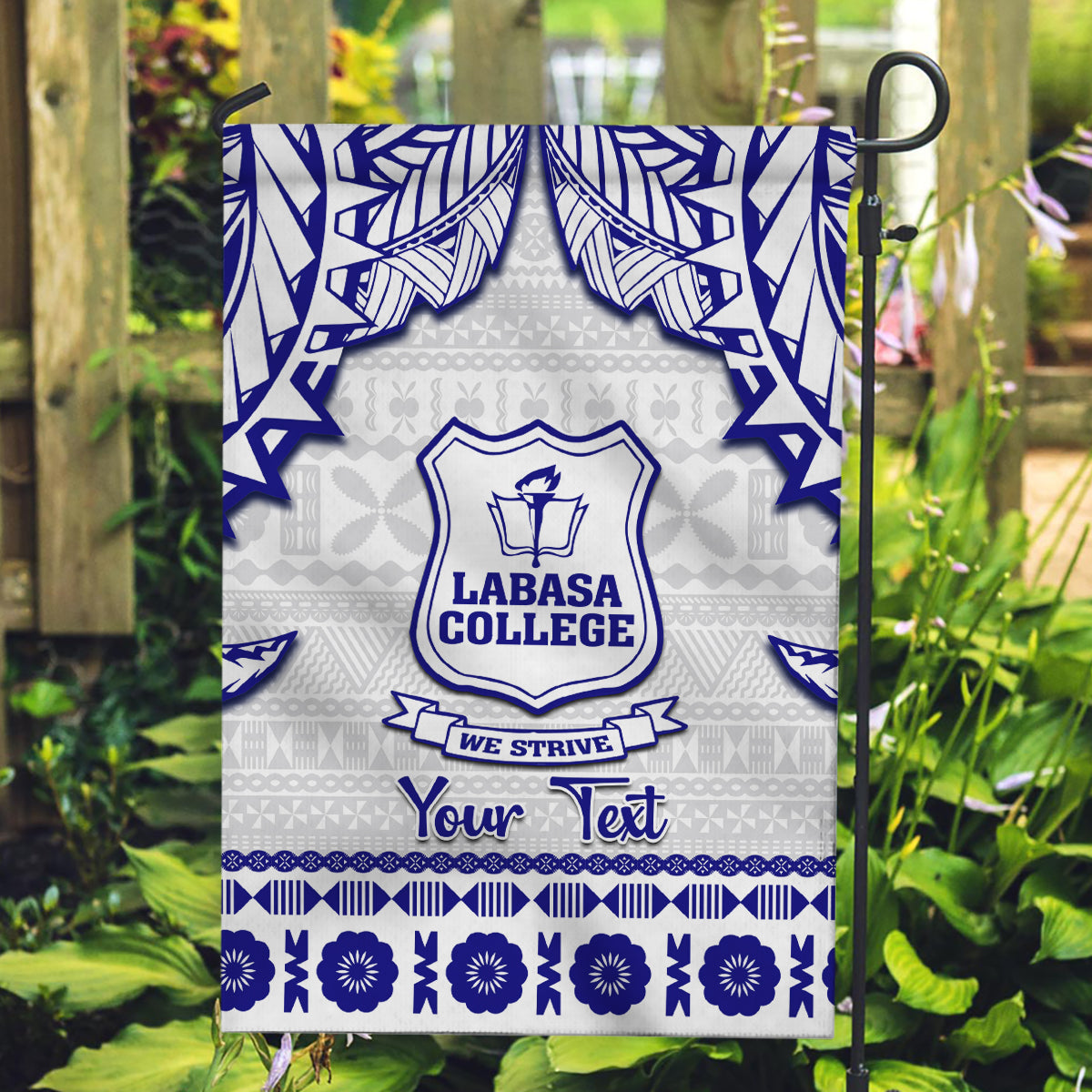 Personalised Fiji Labasa College Garden Flag Fijian Tapa Pattern - Wonder Print Shop