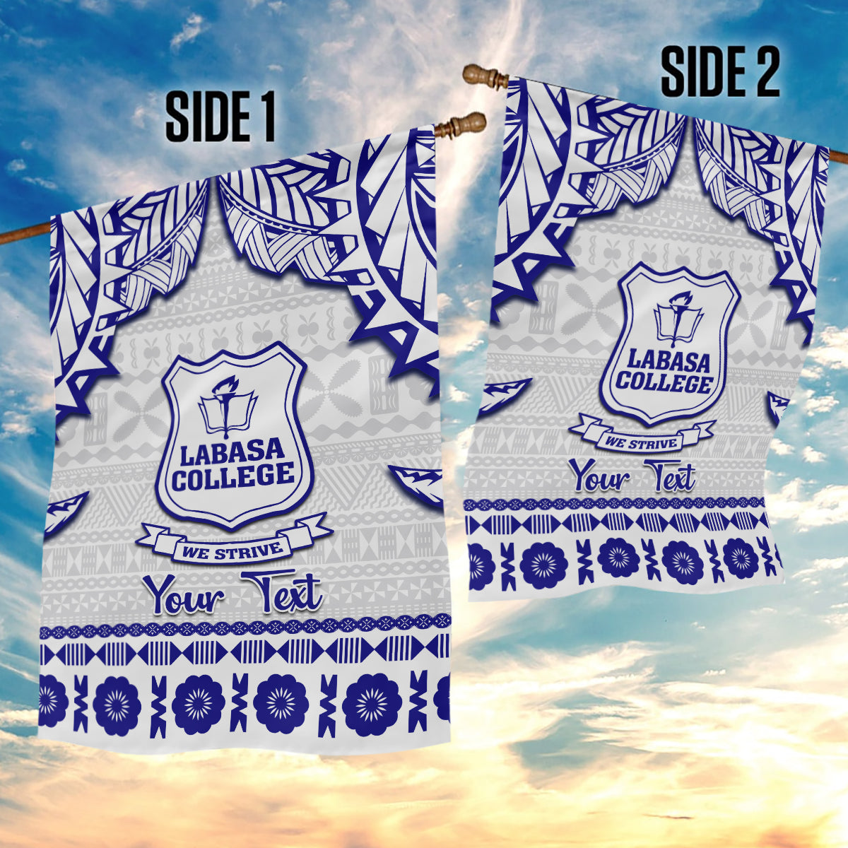 Personalised Fiji Labasa College Garden Flag Fijian Tapa Pattern - Wonder Print Shop