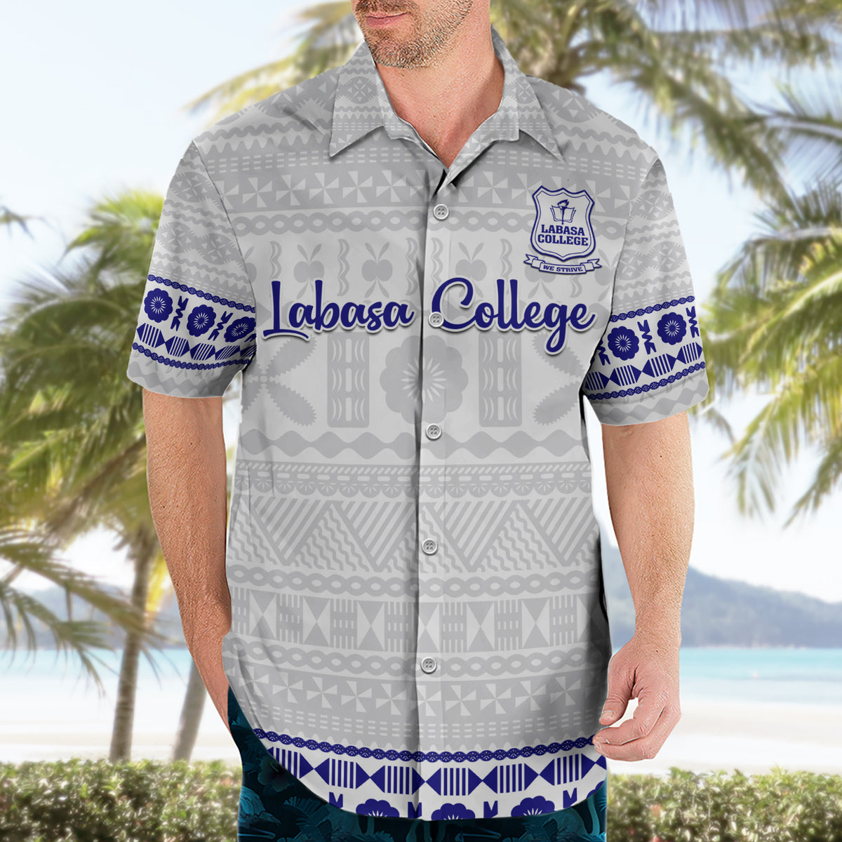 Personalised Fiji Labasa College Hawaiian Shirt Fijian Tapa Pattern - Wonder Print Shop