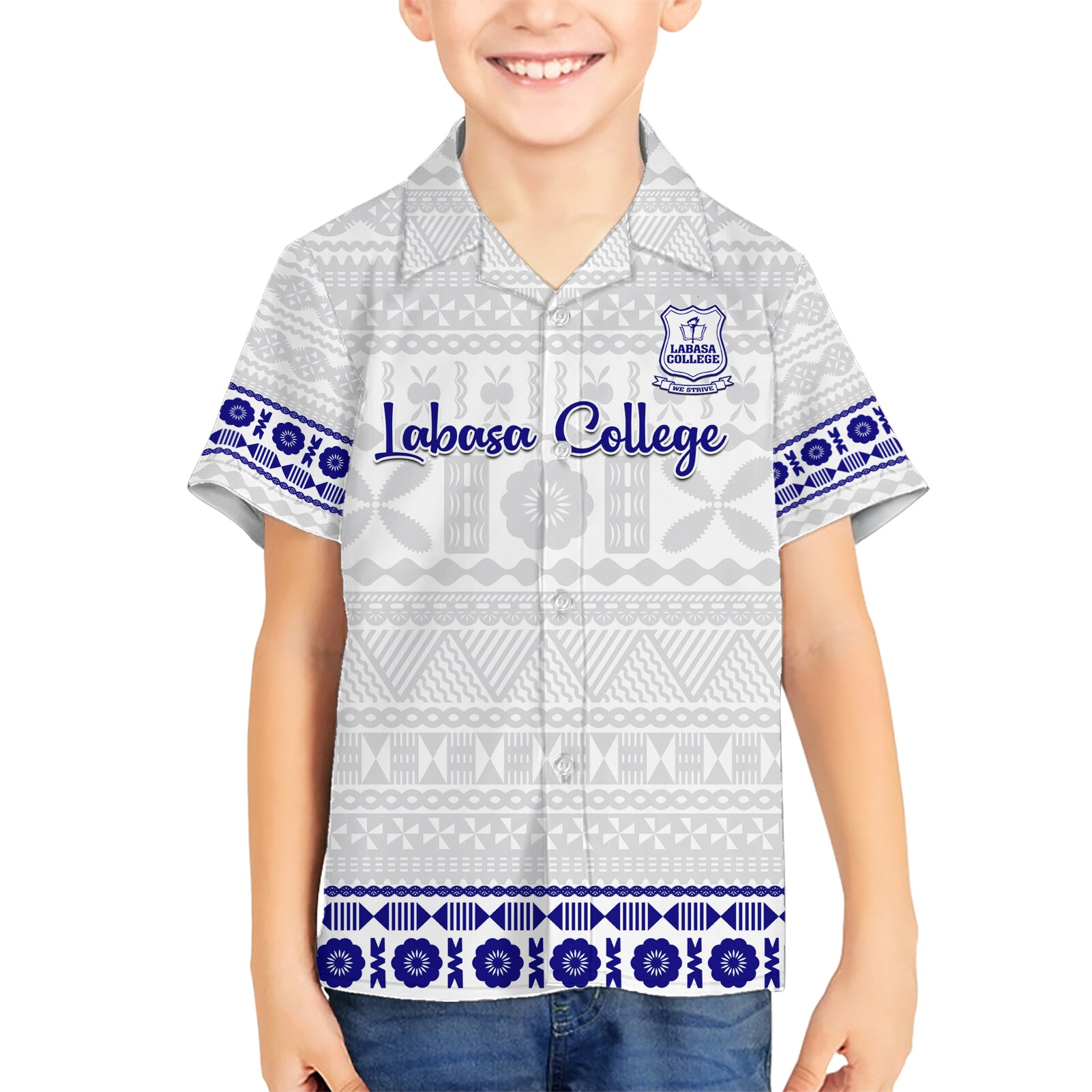 Personalised Fiji Labasa College Kid Hawaiian Shirt Fijian Tapa Pattern - Wonder Print Shop