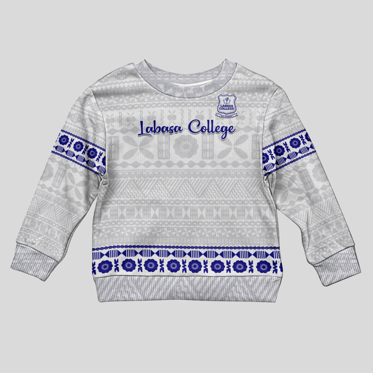 Personalised Fiji Labasa College Kid Ugly Christmas Sweater Fijian Tapa Pattern - Wonder Print Shop