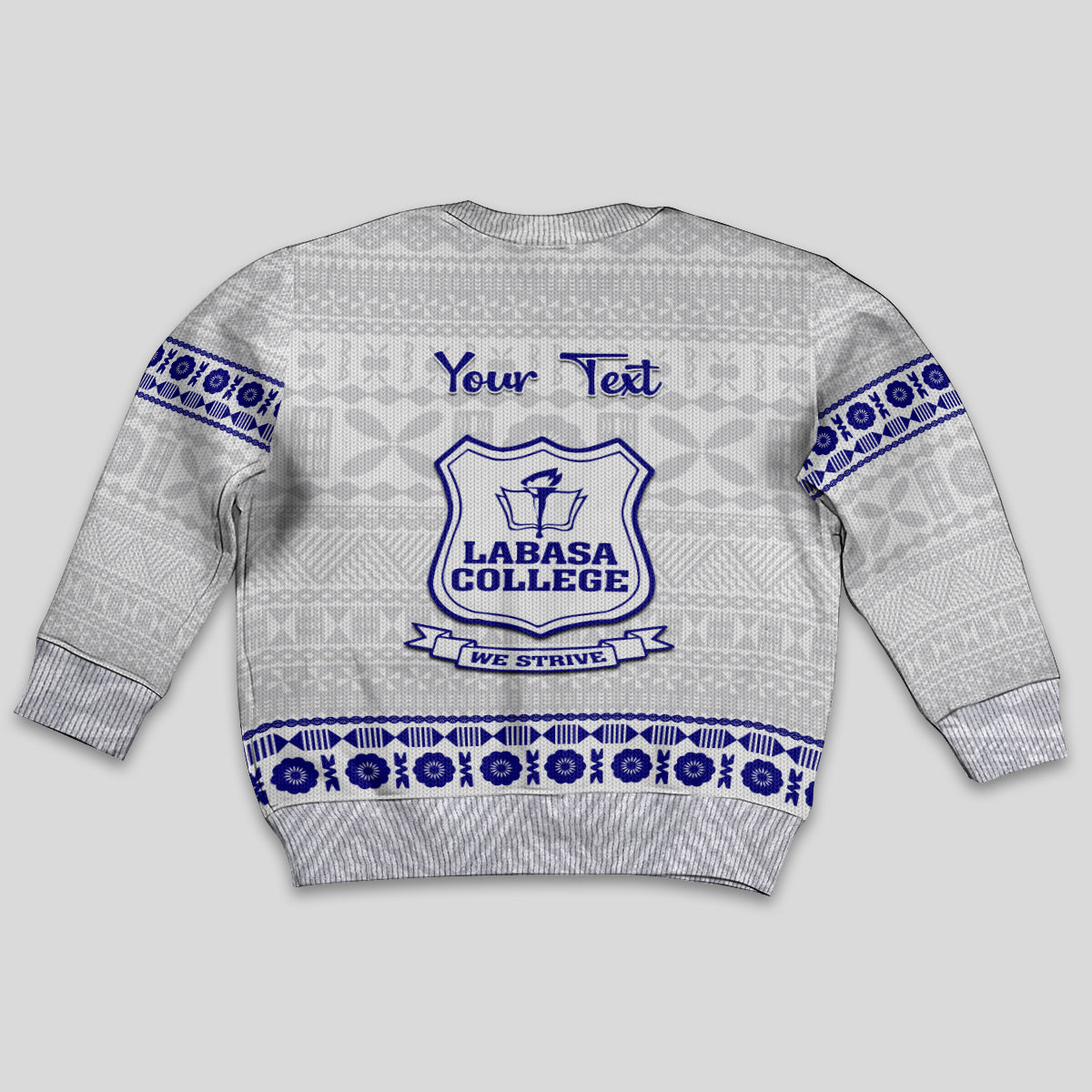 Personalised Fiji Labasa College Kid Ugly Christmas Sweater Fijian Tapa Pattern - Wonder Print Shop
