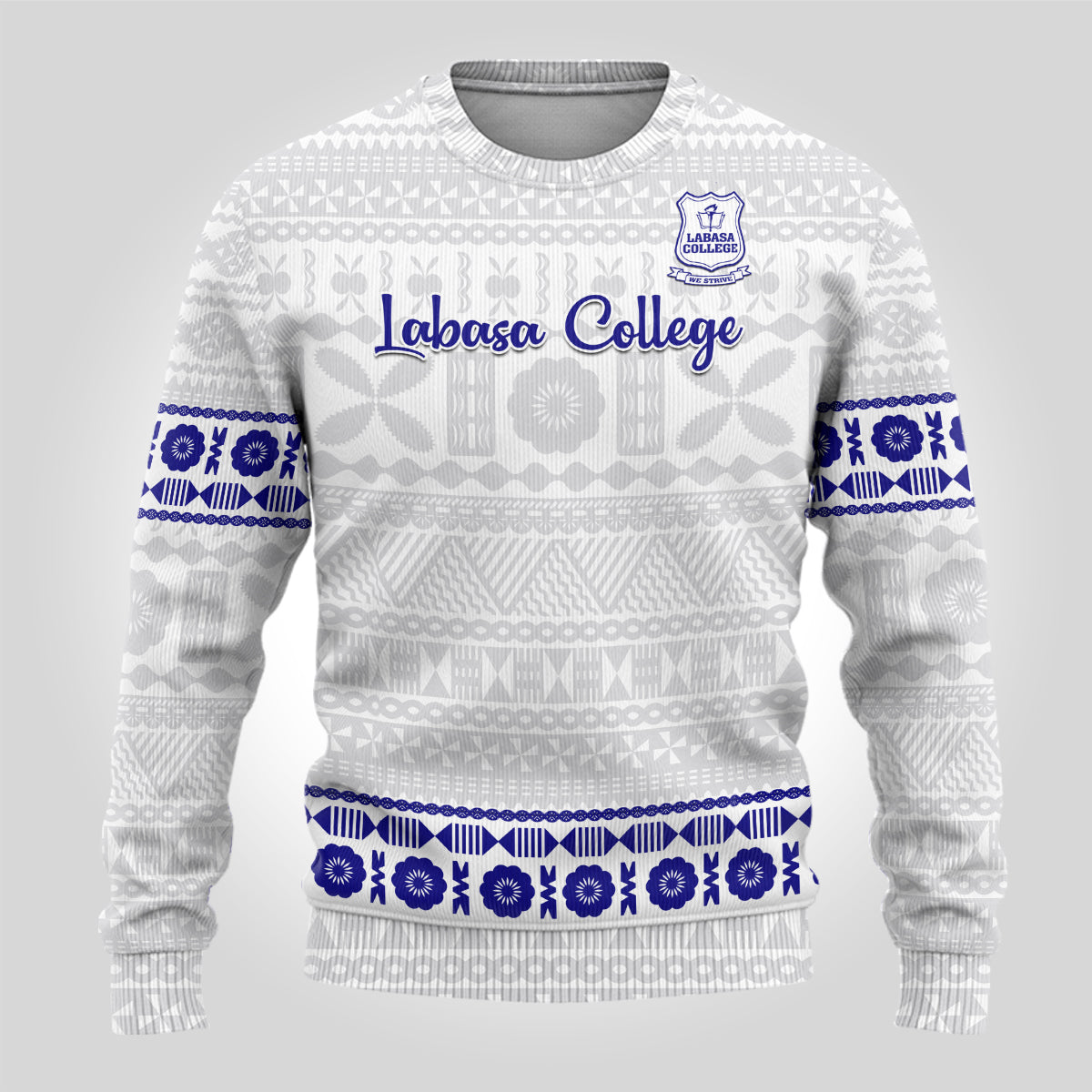 Personalised Fiji Labasa College Ugly Christmas Sweater Fijian Tapa Pattern - Wonder Print Shop