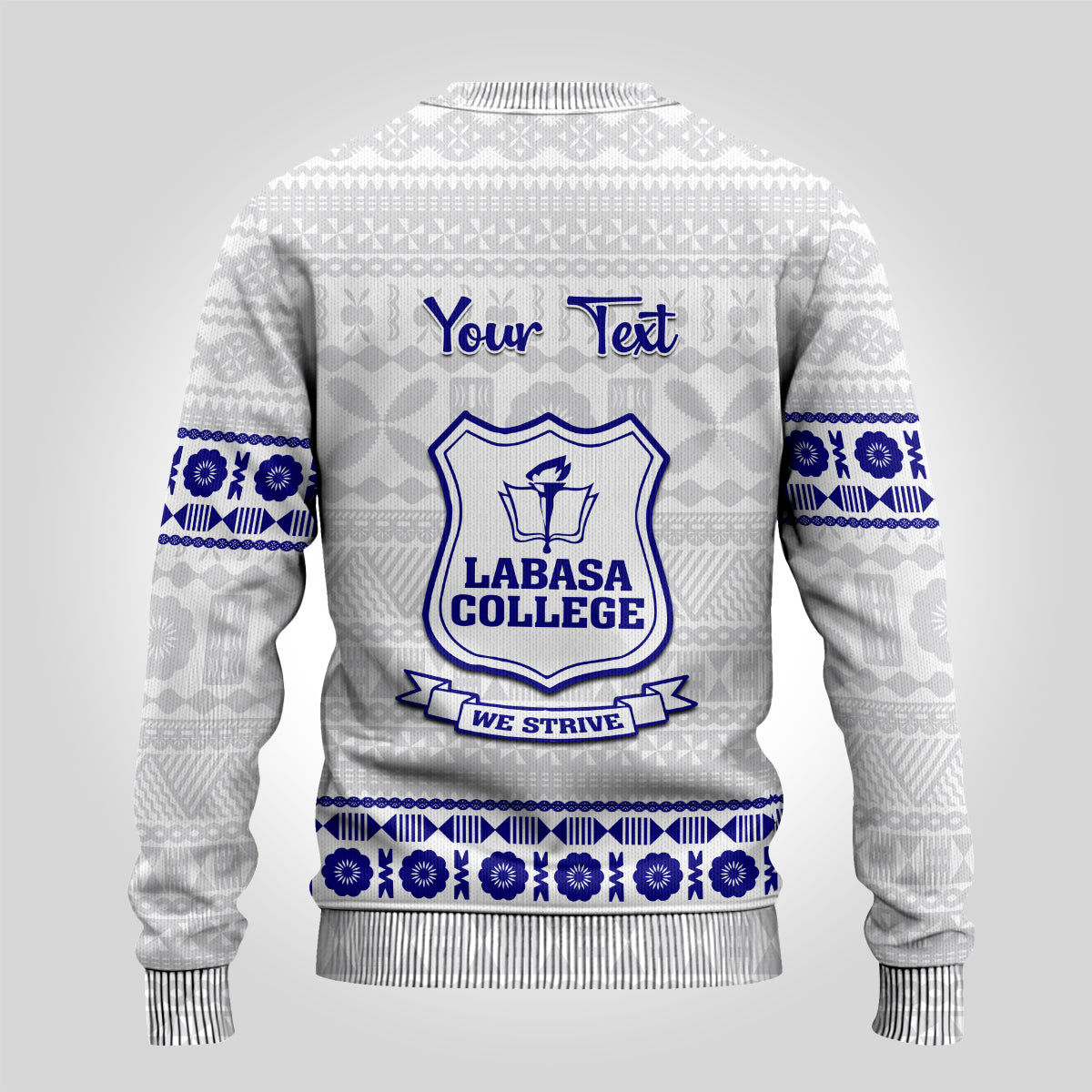 Personalised Fiji Labasa College Ugly Christmas Sweater Fijian Tapa Pattern - Wonder Print Shop