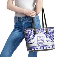 Personalised Fiji Labasa College Leather Tote Bag Fijian Tapa Pattern - Wonder Print Shop