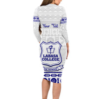 Personalised Fiji Labasa College Long Sleeve Bodycon Dress Fijian Tapa Pattern - Wonder Print Shop