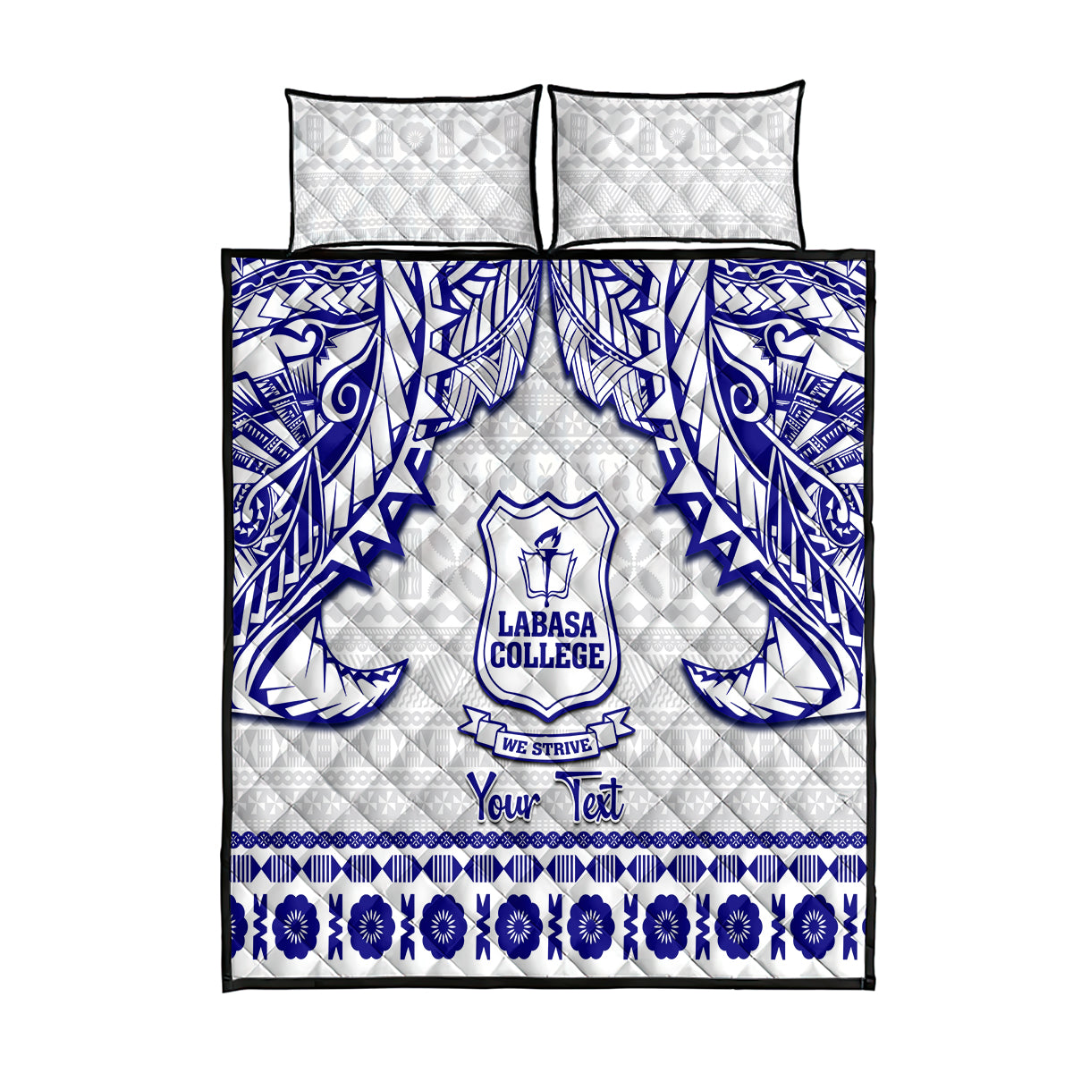 Personalised Fiji Labasa College Quilt Bed Set Fijian Tapa Pattern - Wonder Print Shop
