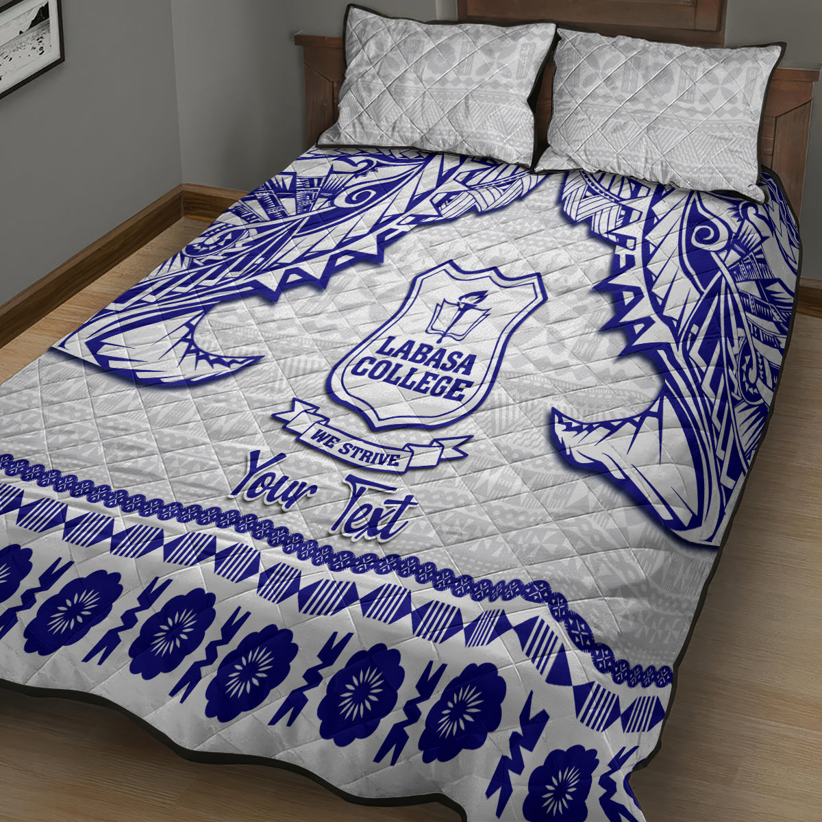 Personalised Fiji Labasa College Quilt Bed Set Fijian Tapa Pattern - Wonder Print Shop