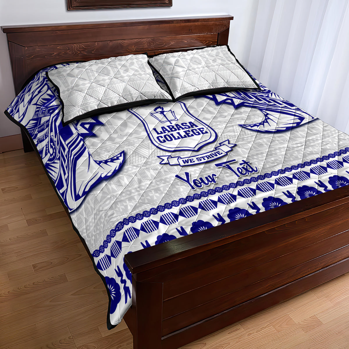Personalised Fiji Labasa College Quilt Bed Set Fijian Tapa Pattern - Wonder Print Shop