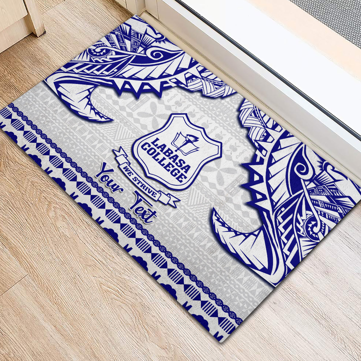 Personalised Fiji Labasa College Rubber Doormat Fijian Tapa Pattern - Wonder Print Shop