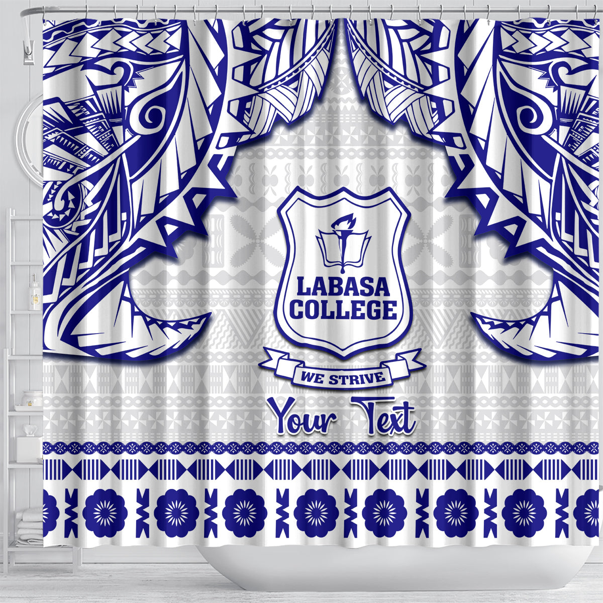 personalised-fiji-labasa-college-shower-curtain-fijian-tapa-pattern