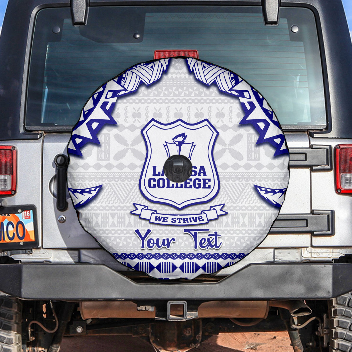 Personalised Fiji Labasa College Spare Tire Cover Fijian Tapa Pattern - Wonder Print Shop