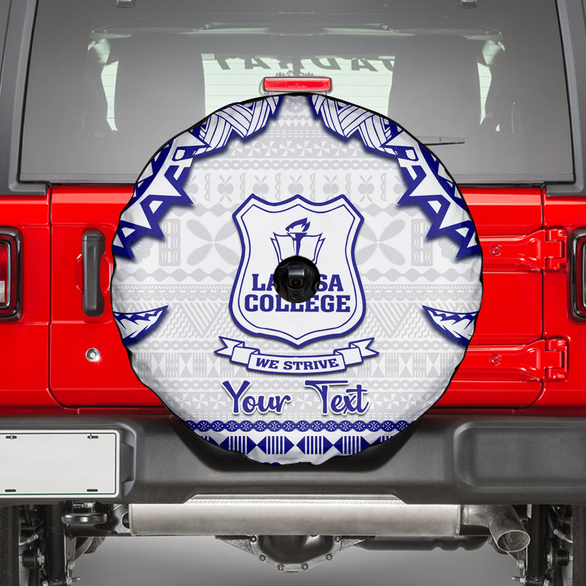 Personalised Fiji Labasa College Spare Tire Cover Fijian Tapa Pattern - Wonder Print Shop