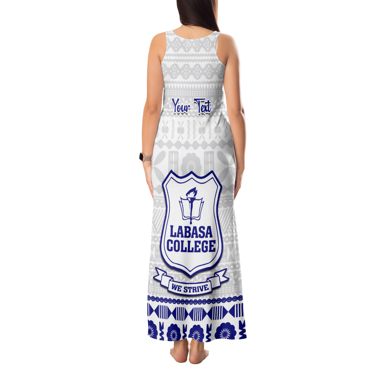 Personalised Fiji Labasa College Tank Maxi Dress Fijian Tapa Pattern - Wonder Print Shop