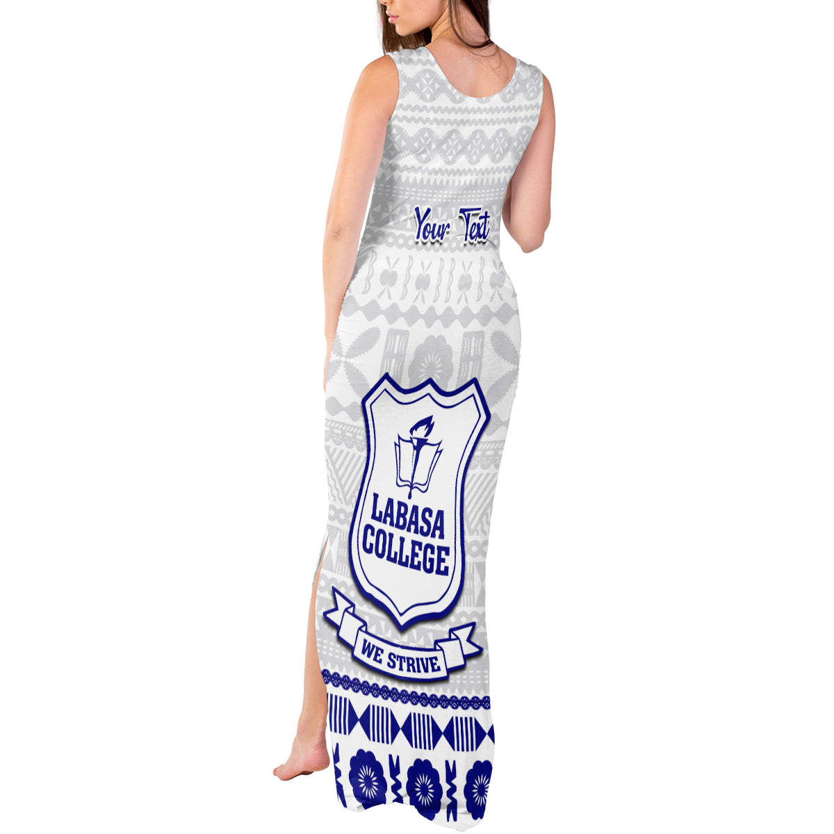 Personalised Fiji Labasa College Tank Maxi Dress Fijian Tapa Pattern - Wonder Print Shop