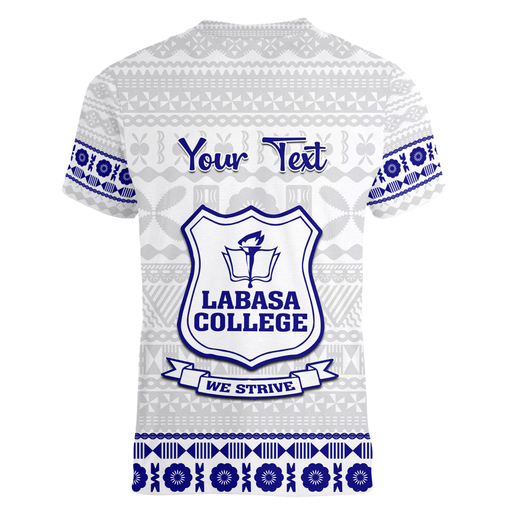 Personalised Fiji Labasa College Women V Neck T Shirt Fijian Tapa Pattern - Wonder Print Shop