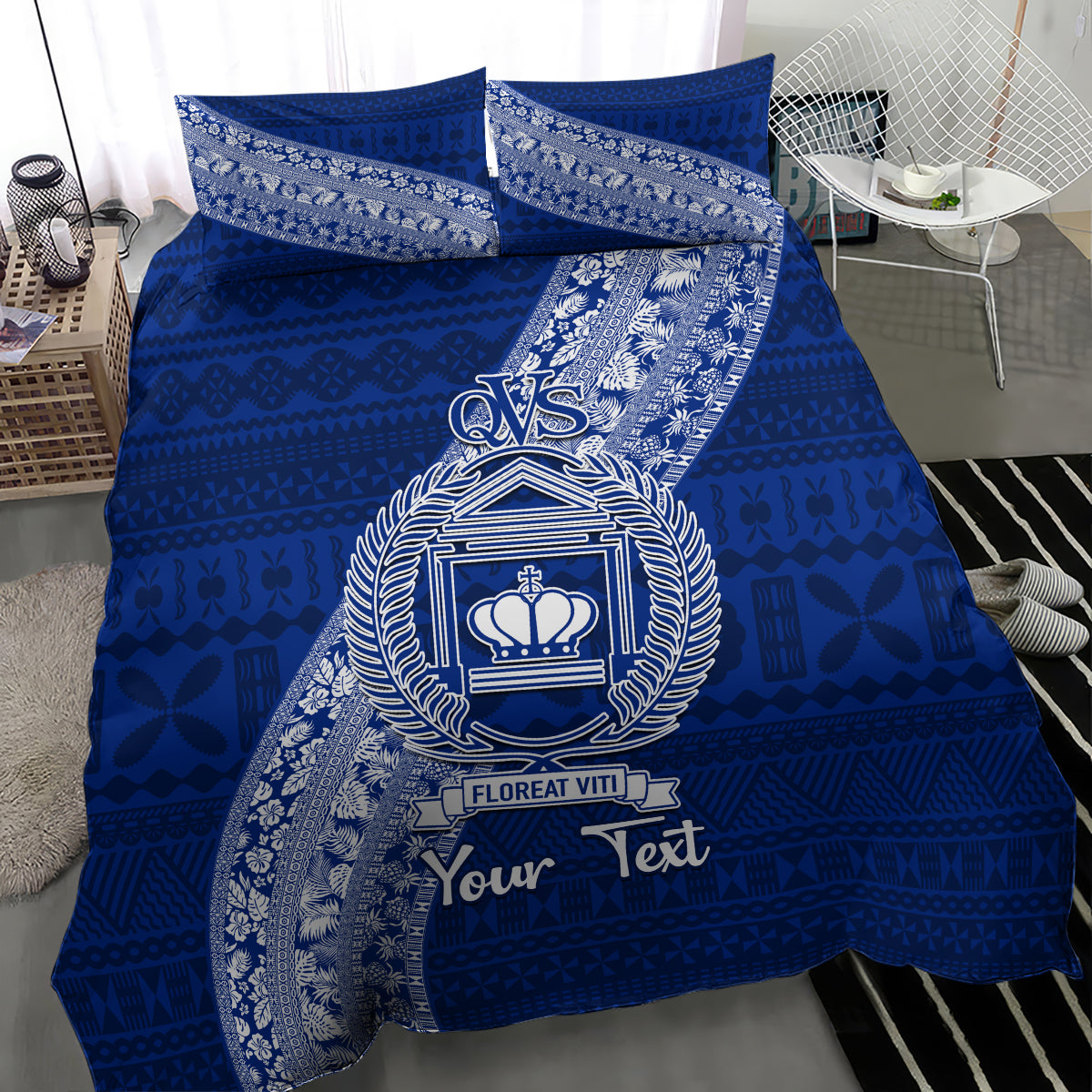 Personalised Fiji Queen Victoria School Bedding Set Fijian Tapa Pattern - Wonder Print Shop