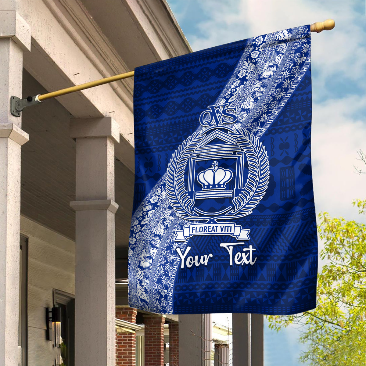 Personalised Fiji Queen Victoria School Garden Flag Fijian Tapa Pattern - Wonder Print Shop