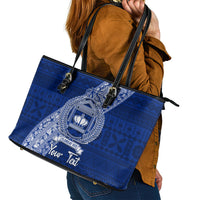 Personalised Fiji Queen Victoria School Leather Tote Bag Fijian Tapa Pattern - Wonder Print Shop