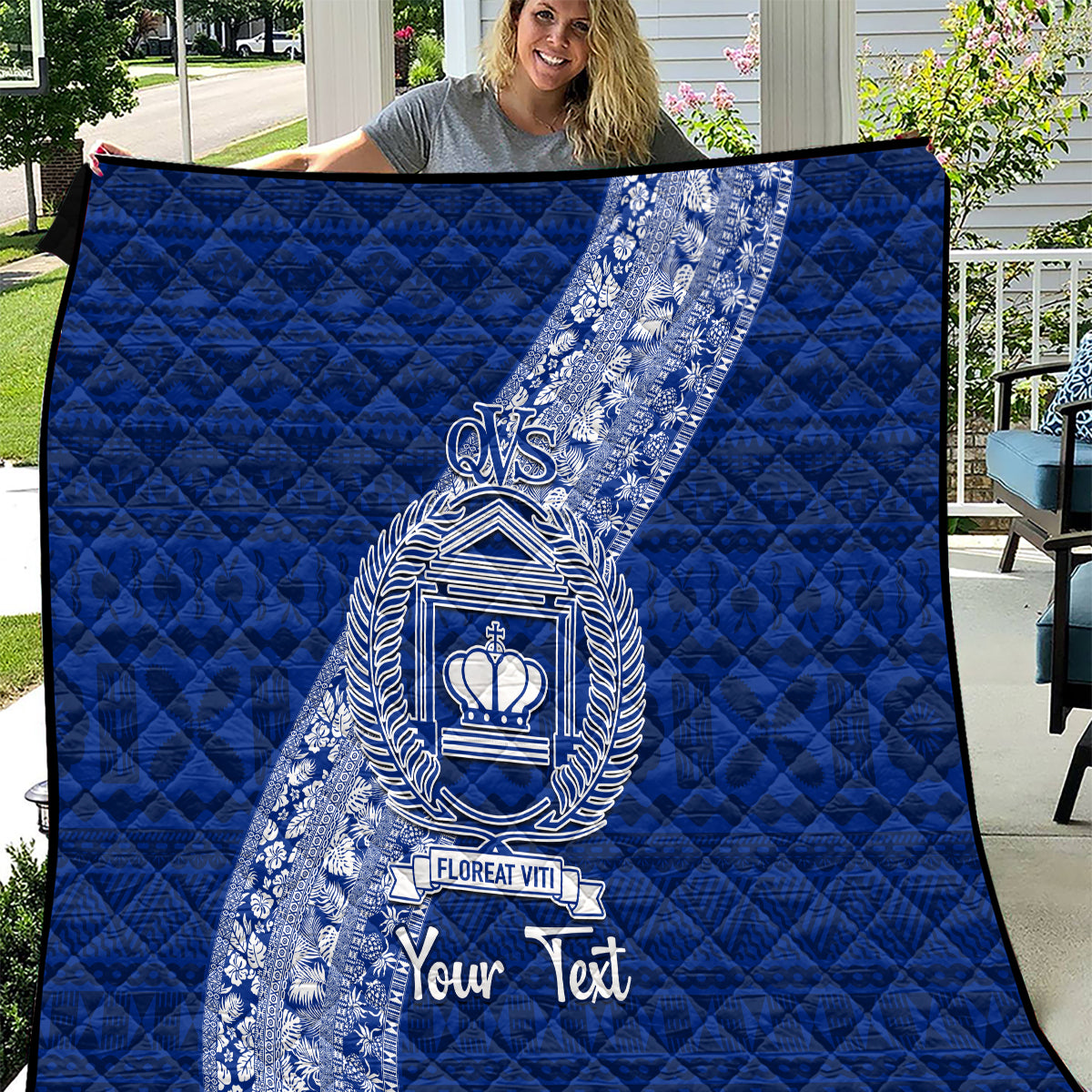 Personalised Fiji Queen Victoria School Quilt Fijian Tapa Pattern - Wonder Print Shop