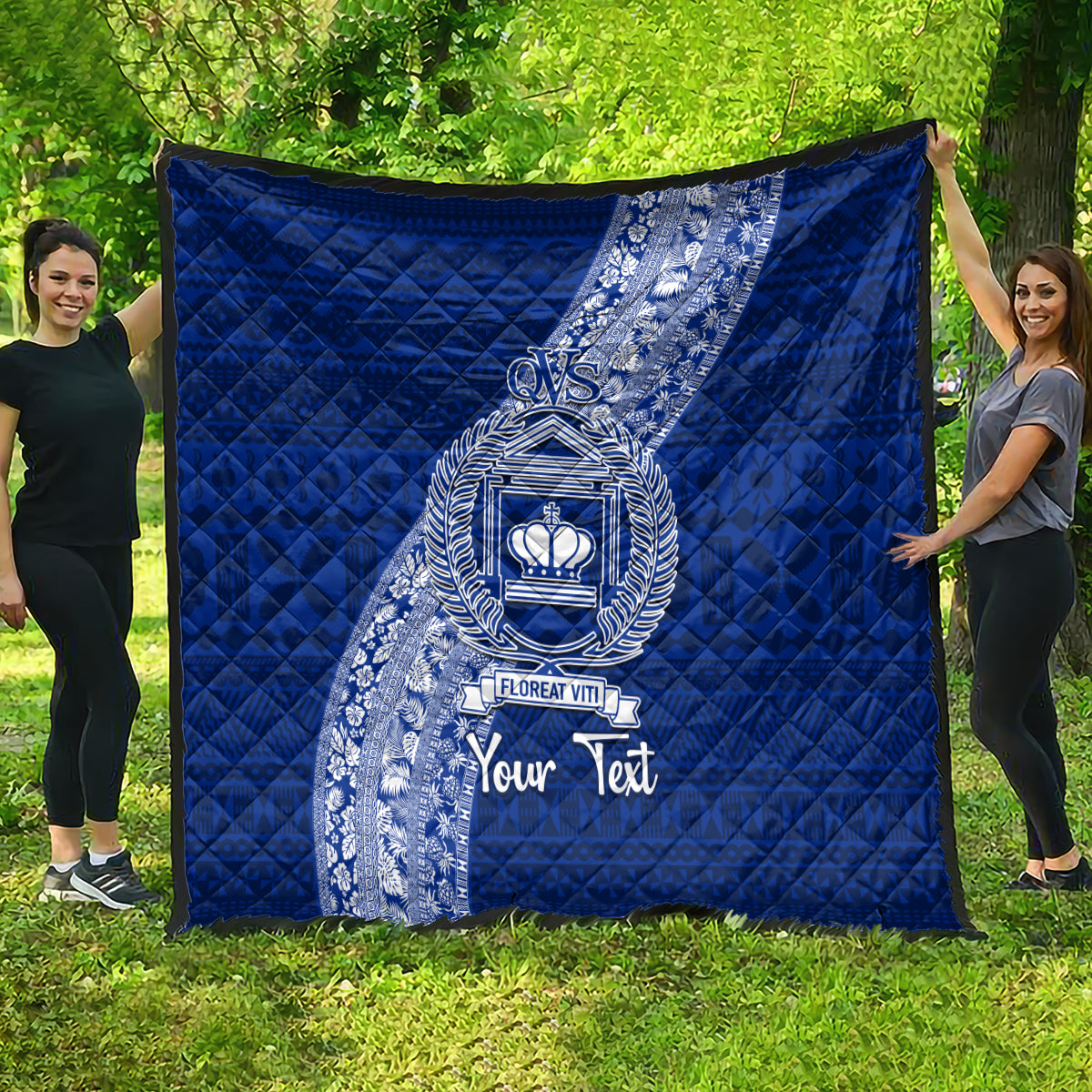Personalised Fiji Queen Victoria School Quilt Fijian Tapa Pattern - Wonder Print Shop