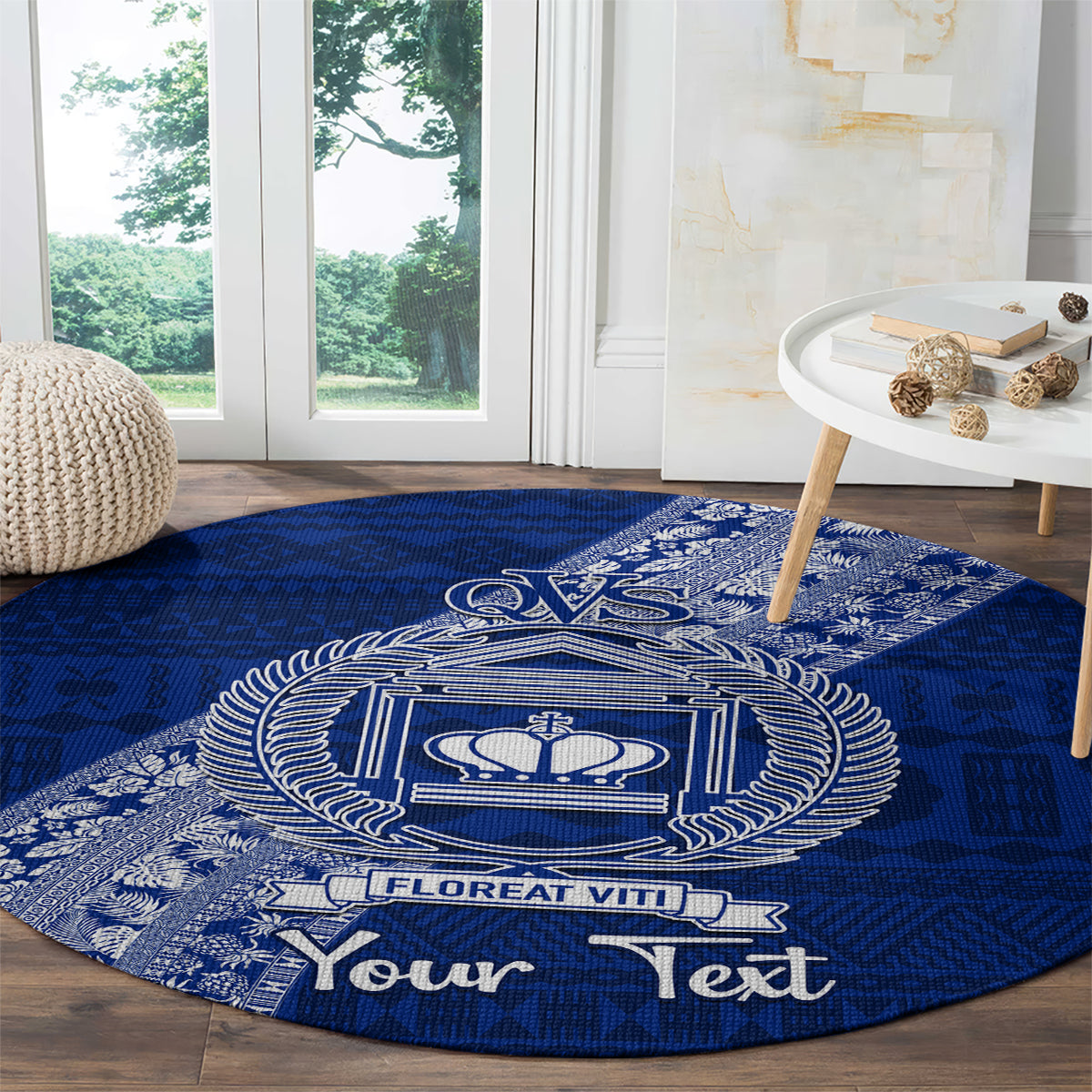 personalised-fiji-queen-victoria-school-round-carpet-fijian-tapa-pattern