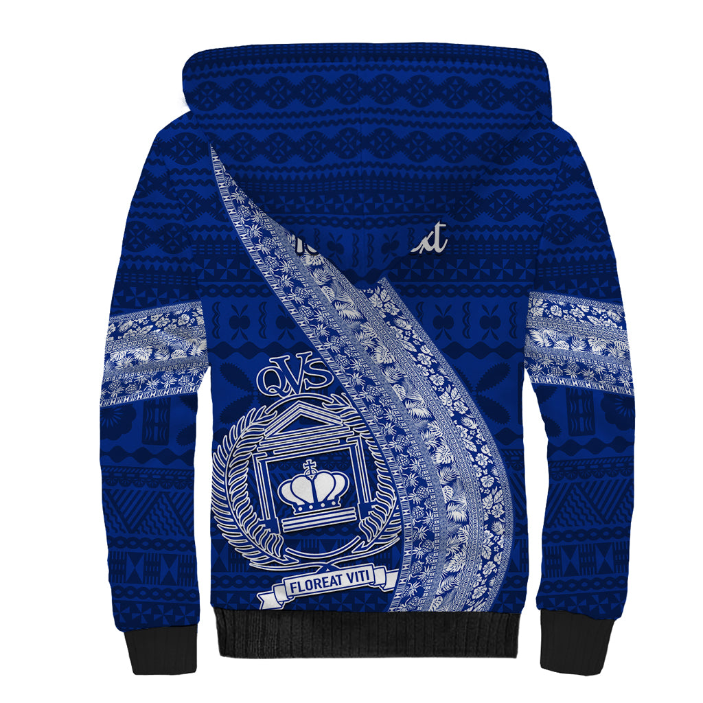 Personalised Fiji Queen Victoria School Sherpa Hoodie Fijian Tapa Pattern - Wonder Print Shop