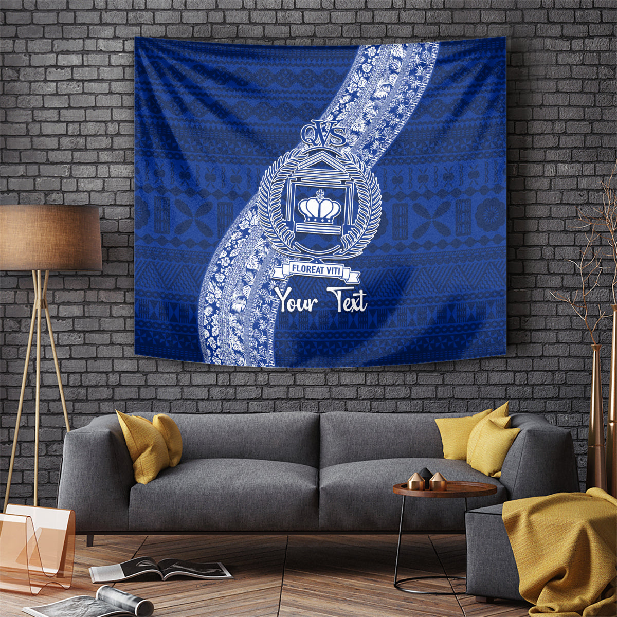 Personalised Fiji Queen Victoria School Tapestry Fijian Tapa Pattern - Wonder Print Shop