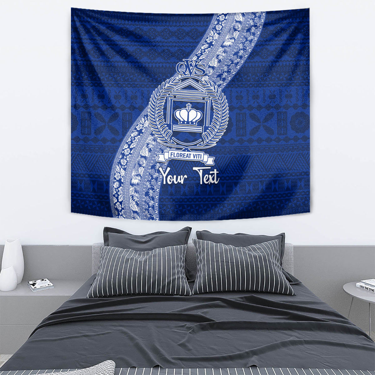 Personalised Fiji Queen Victoria School Tapestry Fijian Tapa Pattern - Wonder Print Shop