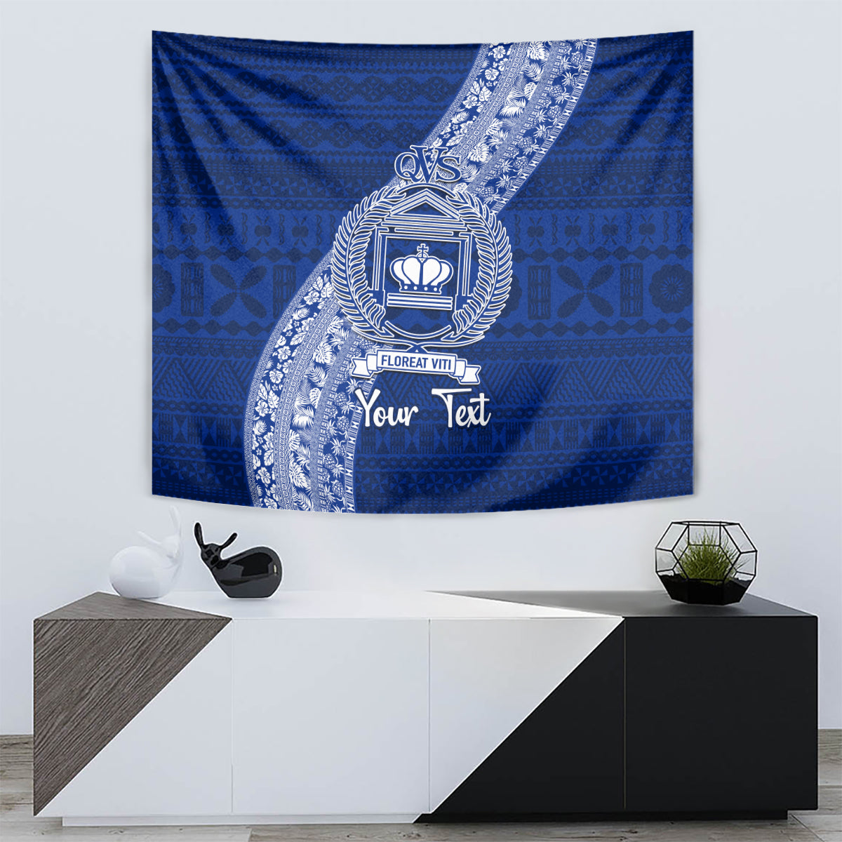Personalised Fiji Queen Victoria School Tapestry Fijian Tapa Pattern - Wonder Print Shop