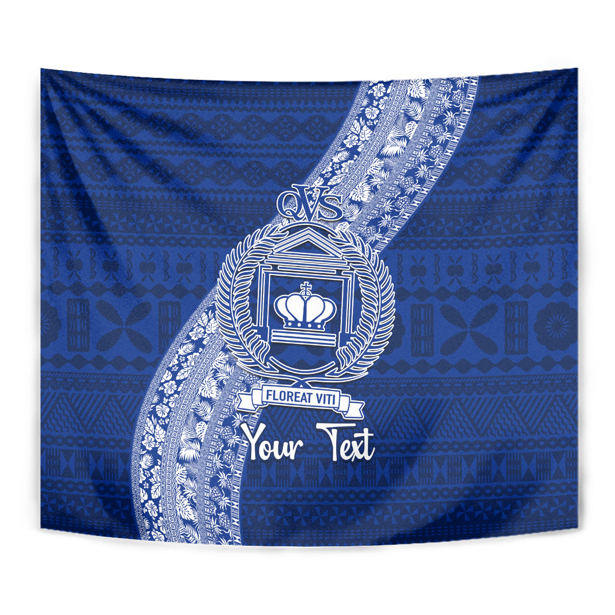 Personalised Fiji Queen Victoria School Tapestry Fijian Tapa Pattern - Wonder Print Shop