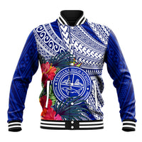 Personalised Samoana High School Baseball Jacket American Samoa Schools Polynesian Tropical Flowers - Wonder Print Shop