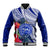 Personalised Samoana High School Baseball Jacket American Samoa Schools Polynesian Tropical Flowers - Wonder Print Shop