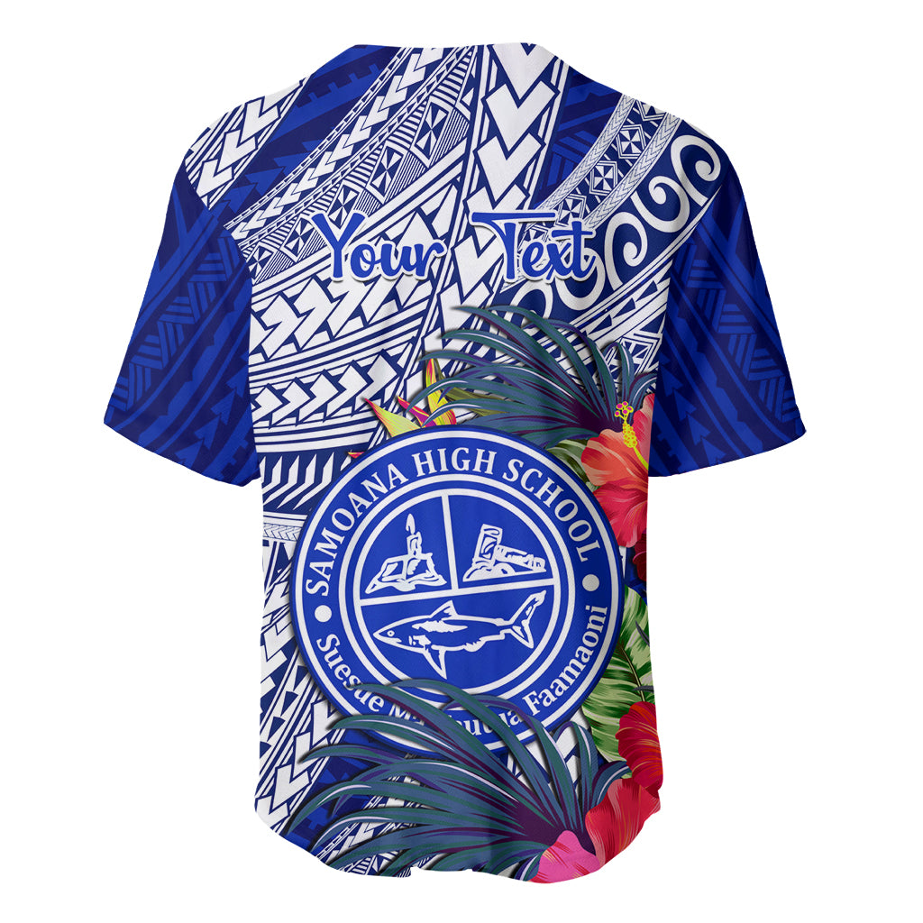 Personalised Samoana High School Baseball Jersey American Samoa Schools Polynesian Tropical Flowers - Wonder Print Shop