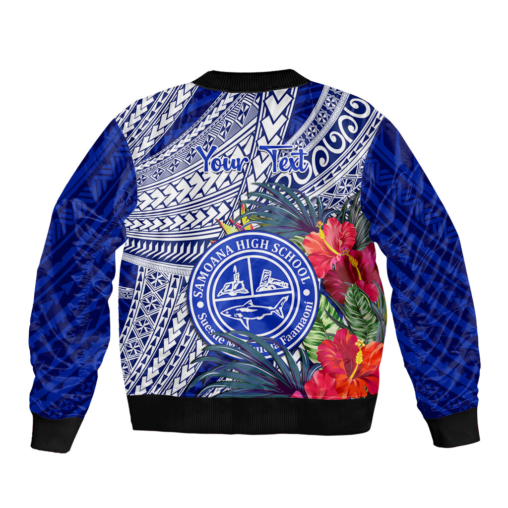 Personalised Samoana High School Bomber Jacket American Samoa Schools Polynesian Tropical Flowers - Wonder Print Shop