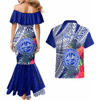 Personalised Samoana High School Couples Matching Mermaid Dress and Hawaiian Shirt American Samoa Schools Polynesian Tropical Flowers - Wonder Print Shop