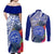 Personalised Samoana High School Couples Matching Off Shoulder Maxi Dress and Long Sleeve Button Shirt American Samoa Schools Polynesian Tropical Flowers - Wonder Print Shop